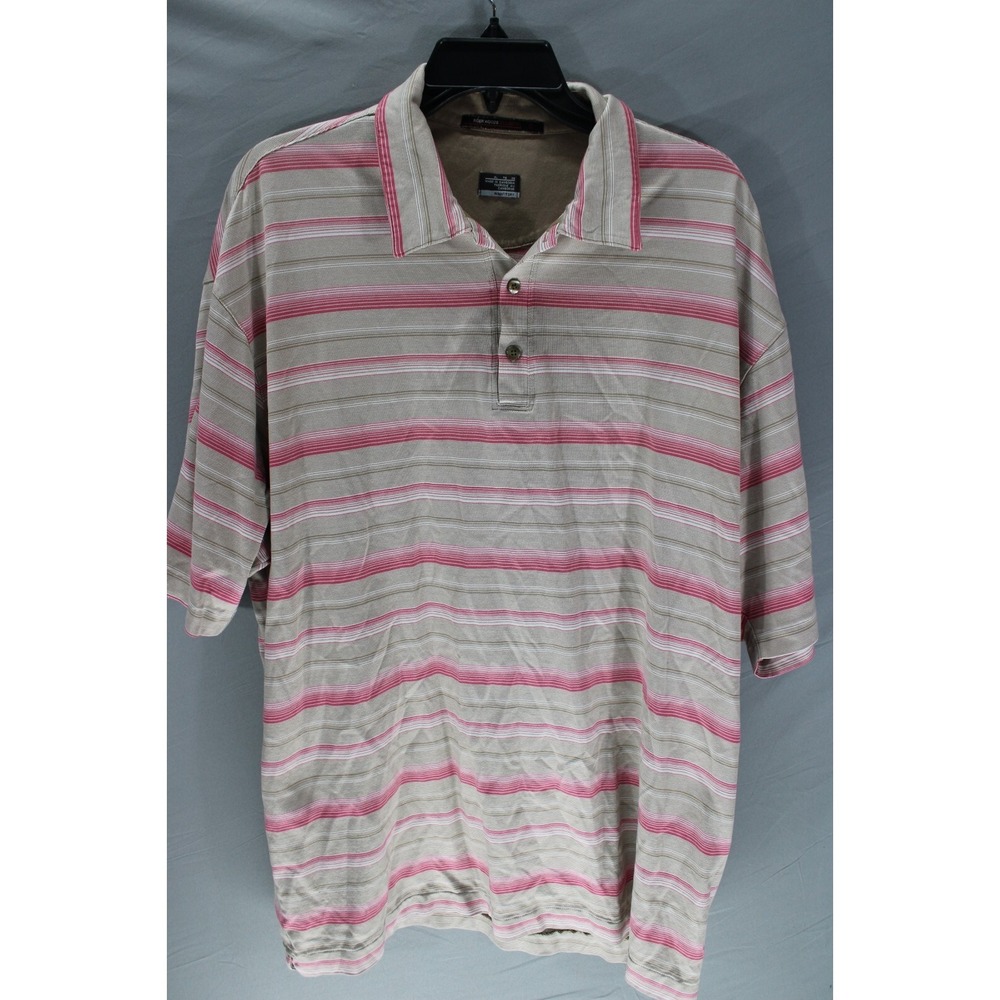 Nike Tiger Woods‎ Collection Golf Polo Dry Fit Size XL Brown Pink Cotton Poly